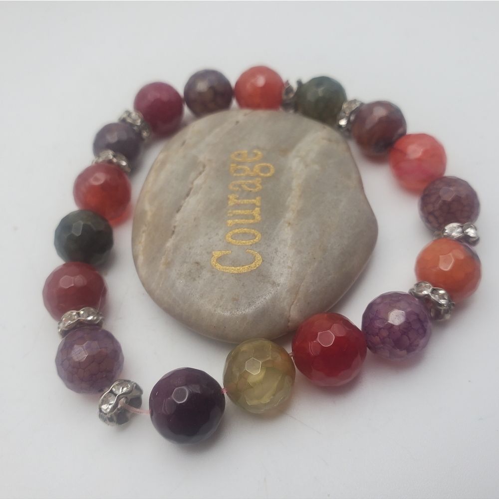 Gloss sparkle beaded rainbow Chakra peaceful healing bracelet meditation jewelry